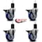 Service Caster 4'' Blue Poly Swivel 1-3/4'' Expanding Stem Caster Set with Brake, 4PK SCC-EX20S414-PPUB-BLUE-PLB-134-4 - alternate 4